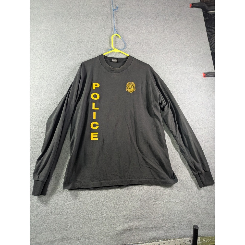 VTG Fruit Of The Looms Police Long Sleeve T Shirt XL USA Made Single Stitch 90s